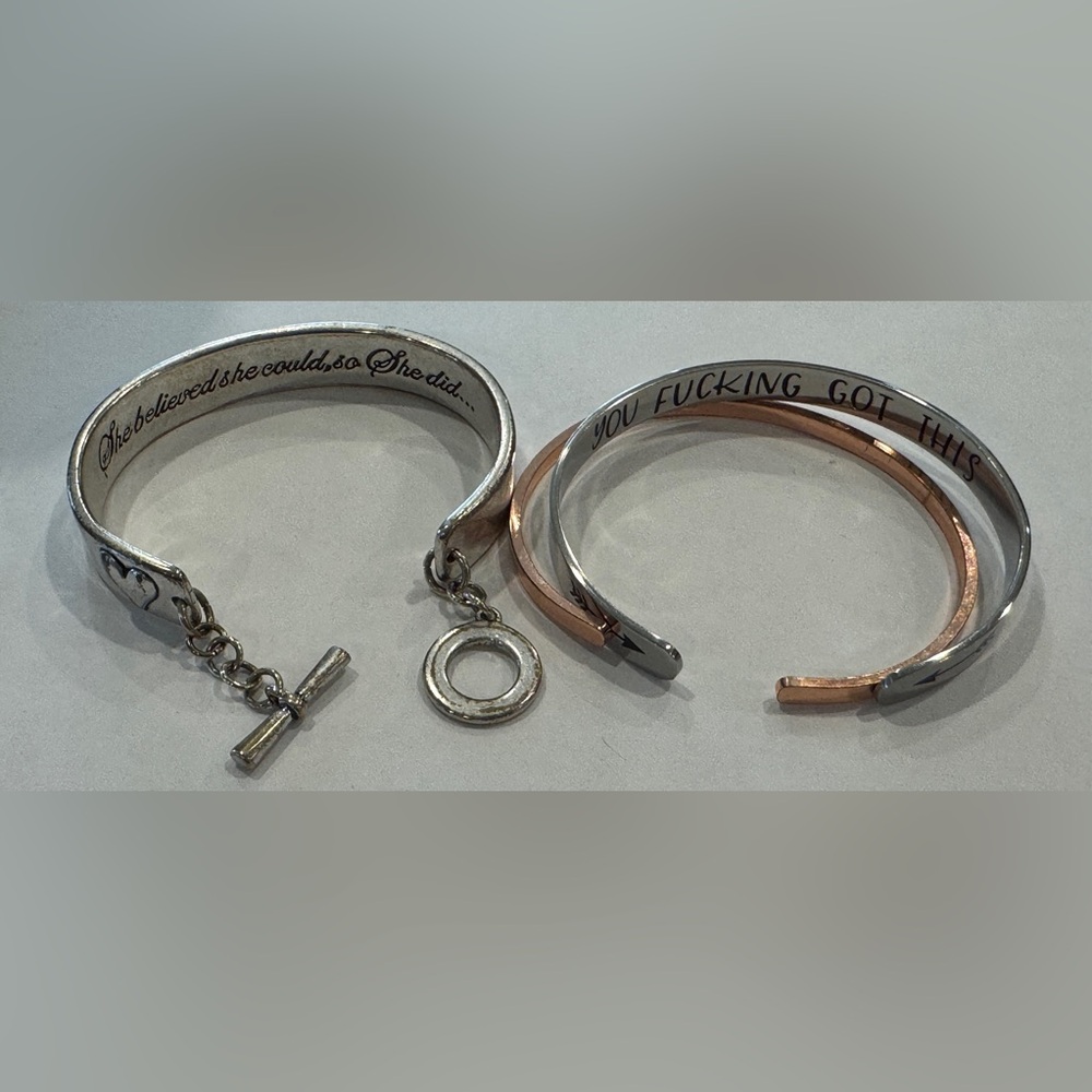 Silver and Rose Gold Inspirational Bracelets